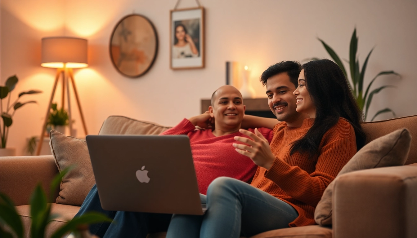 Engaging couple participating in an AI sex chat, highlighting emotional connection.